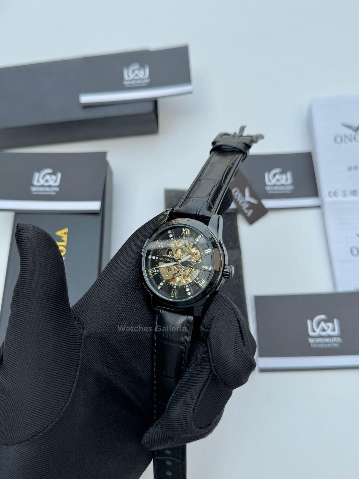 Onola Skeleton Watch Automatic (Black) ON3861 Watches Galleria