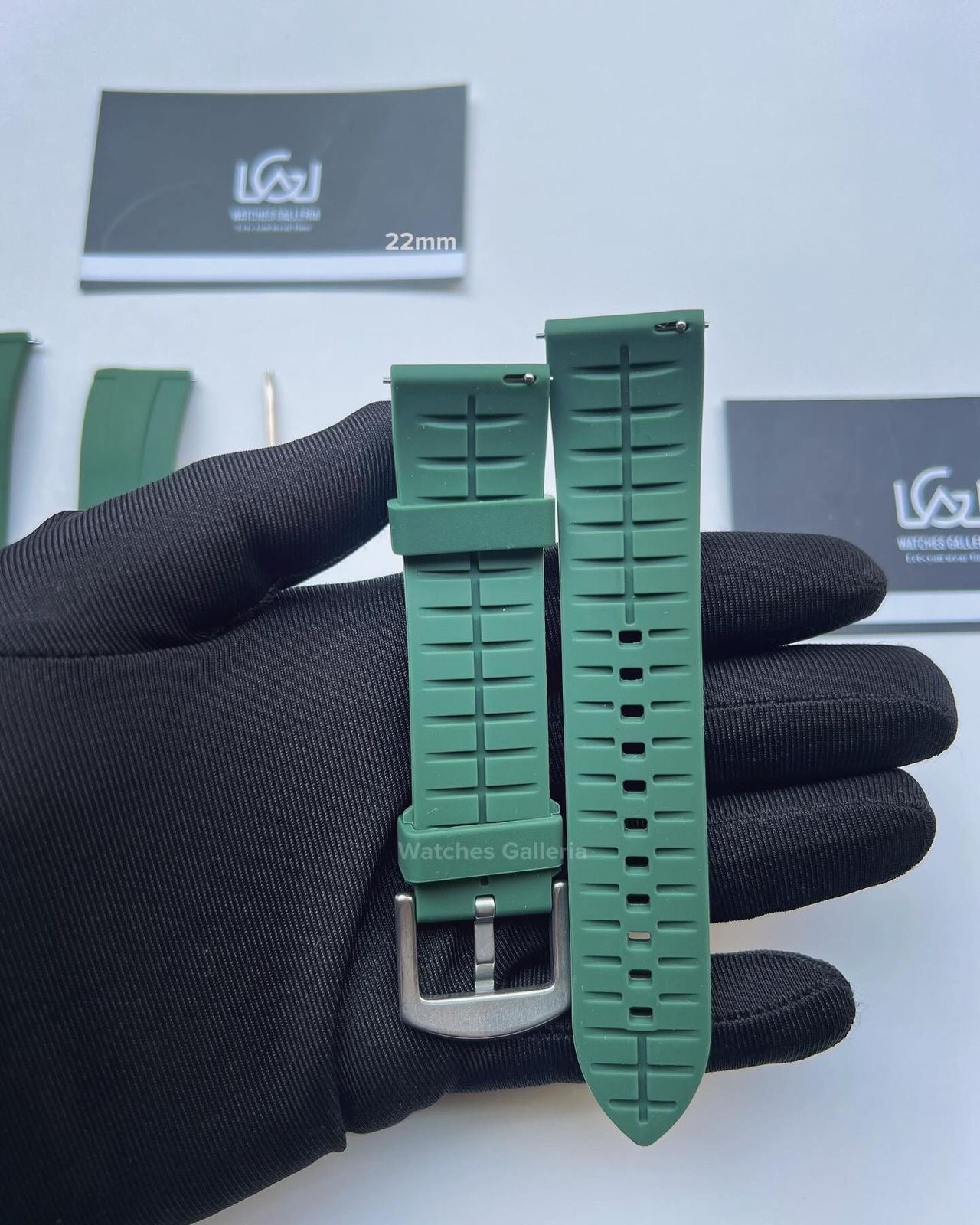 Rubber Straps Quick Release (Army Green Silver Buckle) 20mm or 22mm