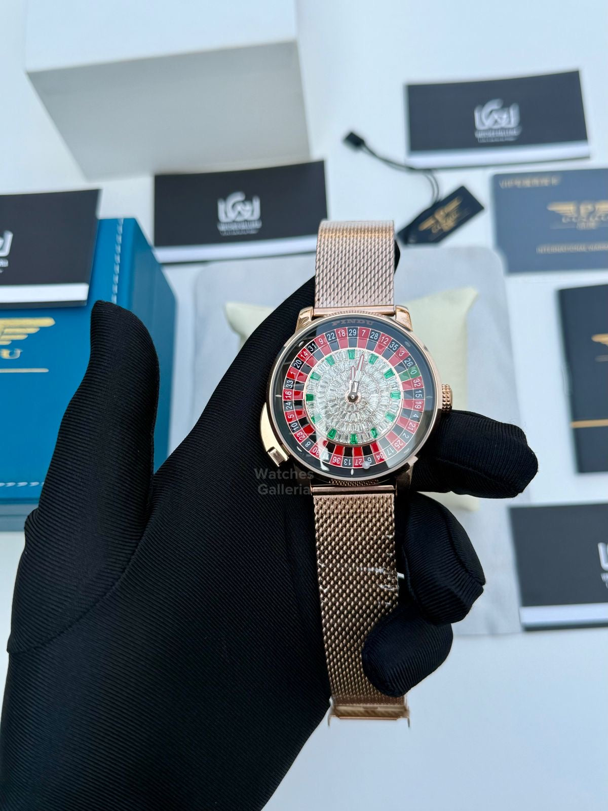 Pindu Design Casino Roulette Button Edition Automatic (Baguette Cut Diamonds) P6628 Watches Galleria