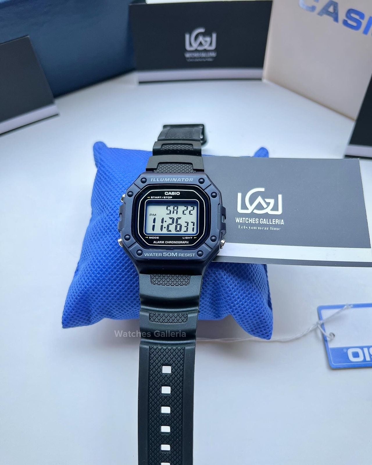 Casio Sports Digital Watch (Black Blue Limited Edition) W218H Watches Galleria