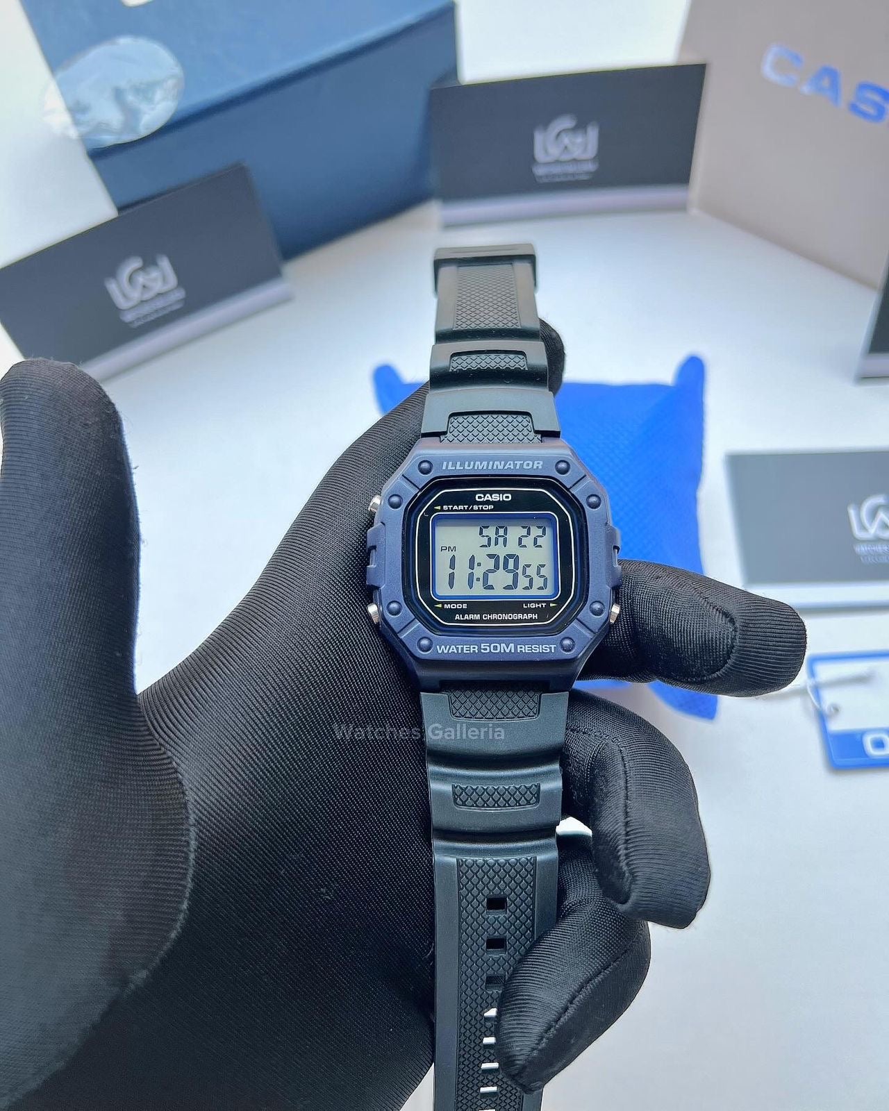 Casio Sports Digital Watch (Black Blue Limited Edition) W218H Watches Galleria