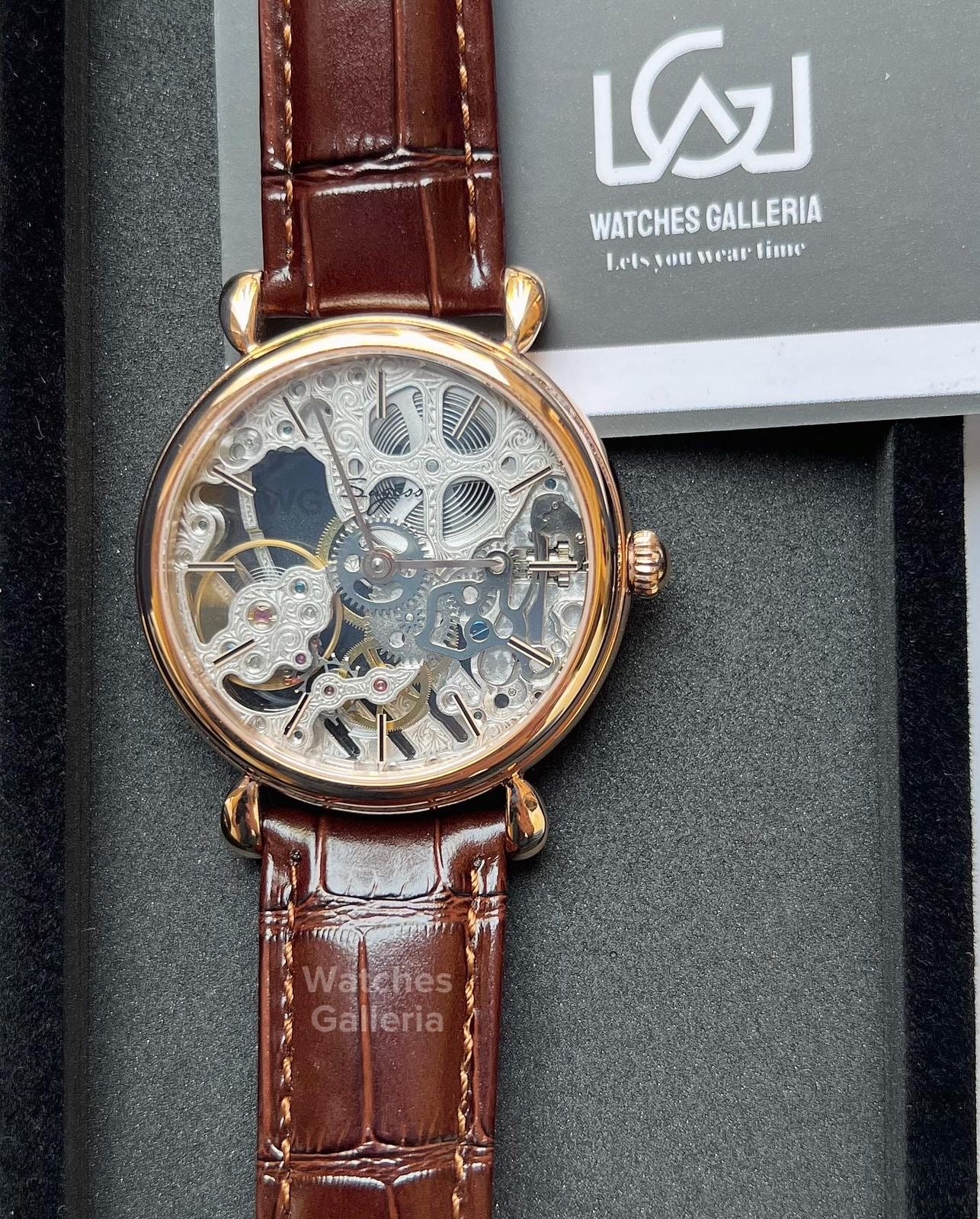 Sugess Skeleton Slimmaster Manual Wind (Brown w/ Rose Gold) SU3600 (Discontinued)