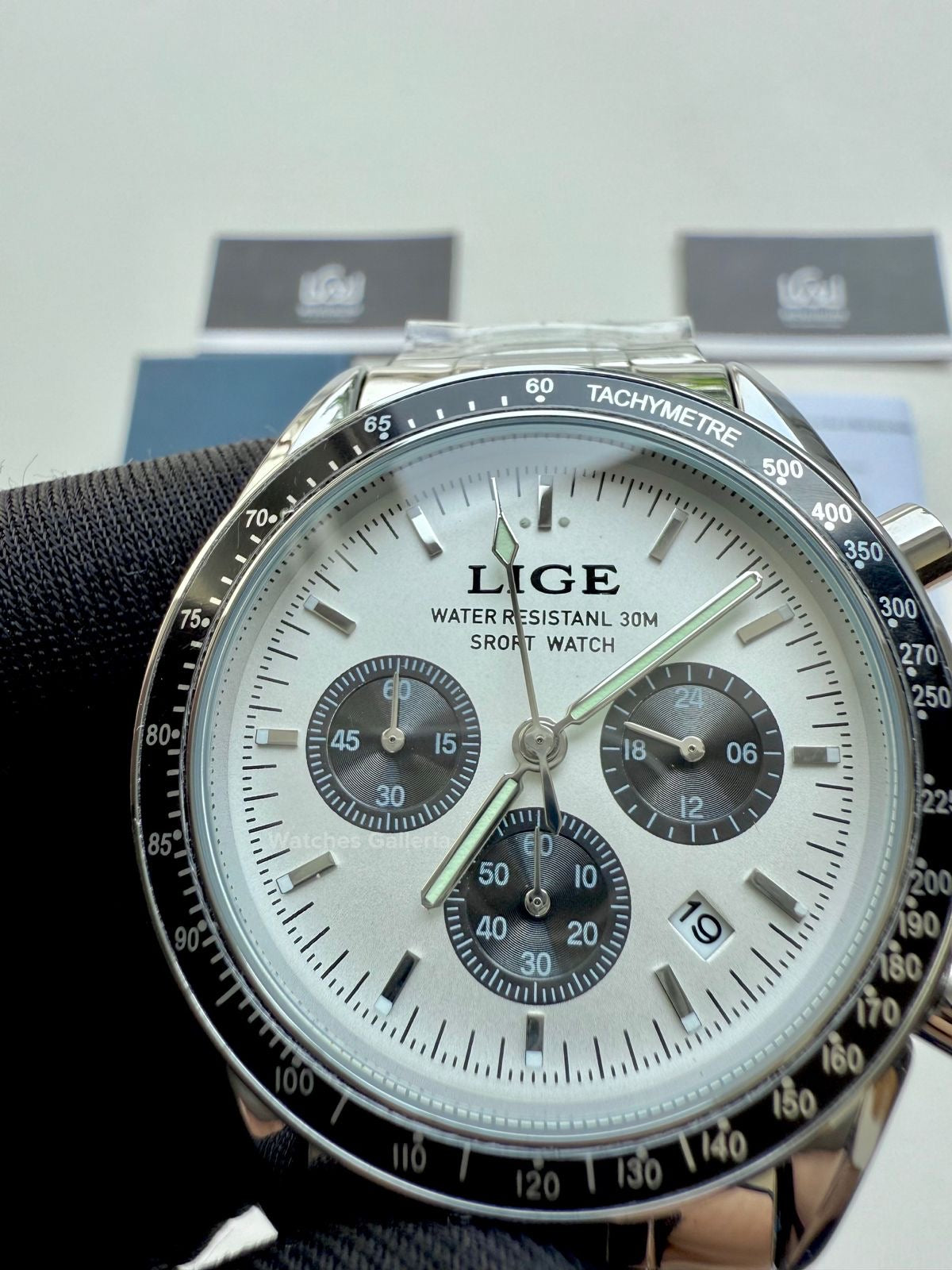 Lige Speedmaster Quartz (White/Black) Lige89137 Watches Galleria © Copyrights All Right Reserved