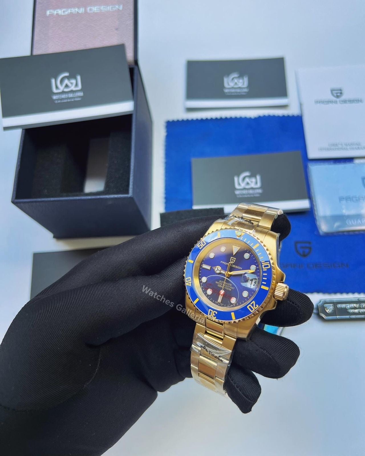 Pagani Design Submariner Date Automatic (Yellow Gold Blue) PD1661 Pagani Design