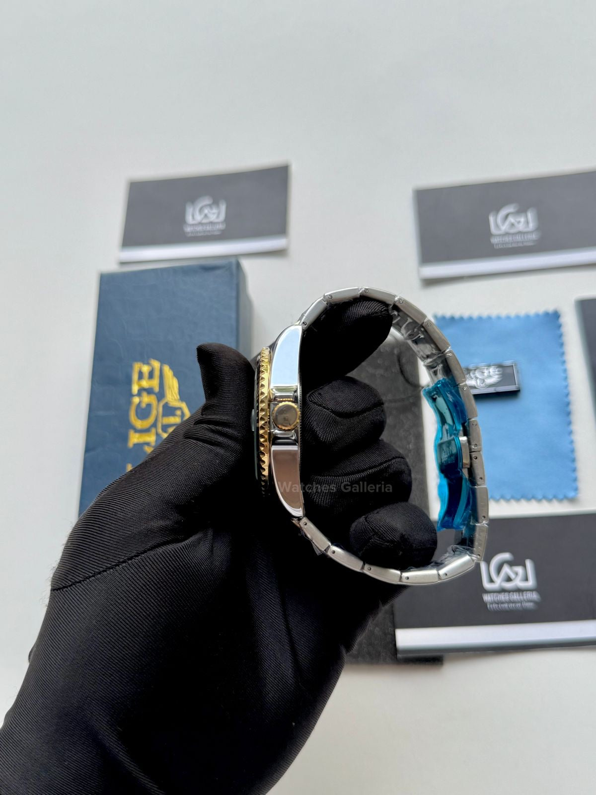 Lige Submariner Two Tone Quartz (Gold/Black) Lige10045 Watches Galleria © Copyrights All Right Reserved