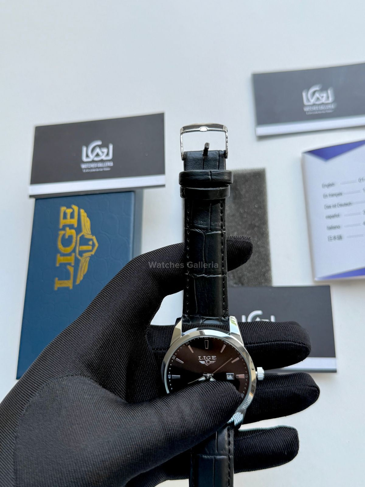Lige Classic Dress Watch Quartz (Black) Lige89143 Watches Galleria