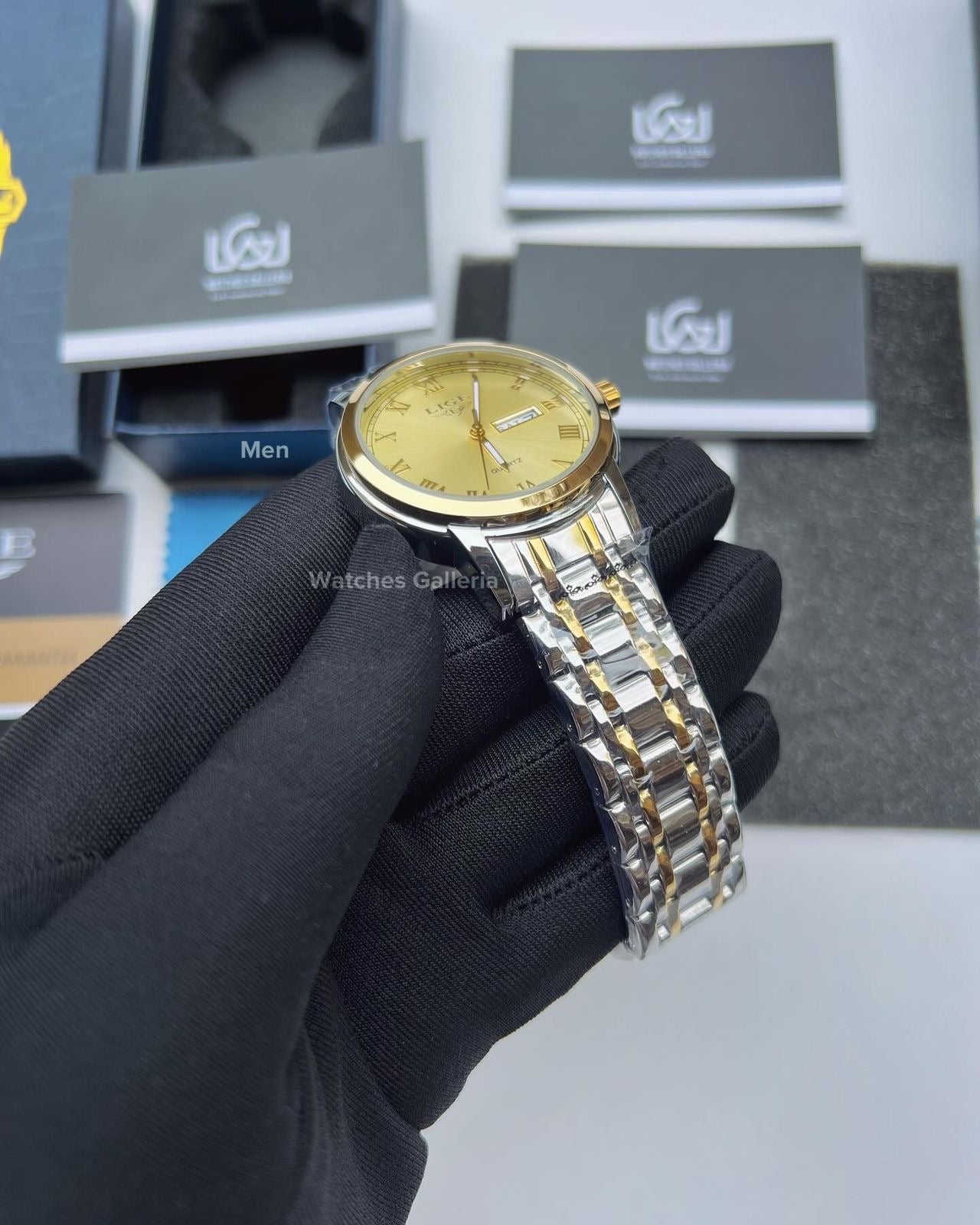Lige Date Day Couple Watch (Gold) Lige9846 Lige10007L