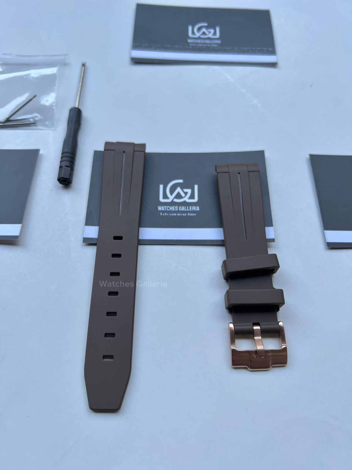 Rubber Straps Coffee w/ Rose Gold