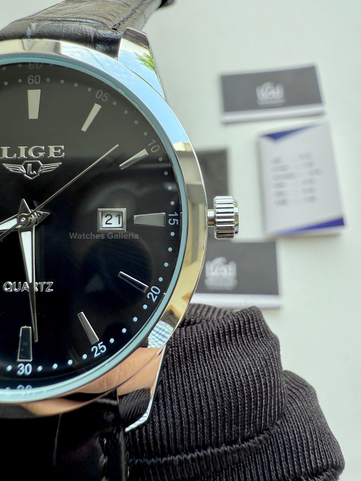 Lige Classic Dress Watch Quartz (Black) Lige89143 Watches Galleria
