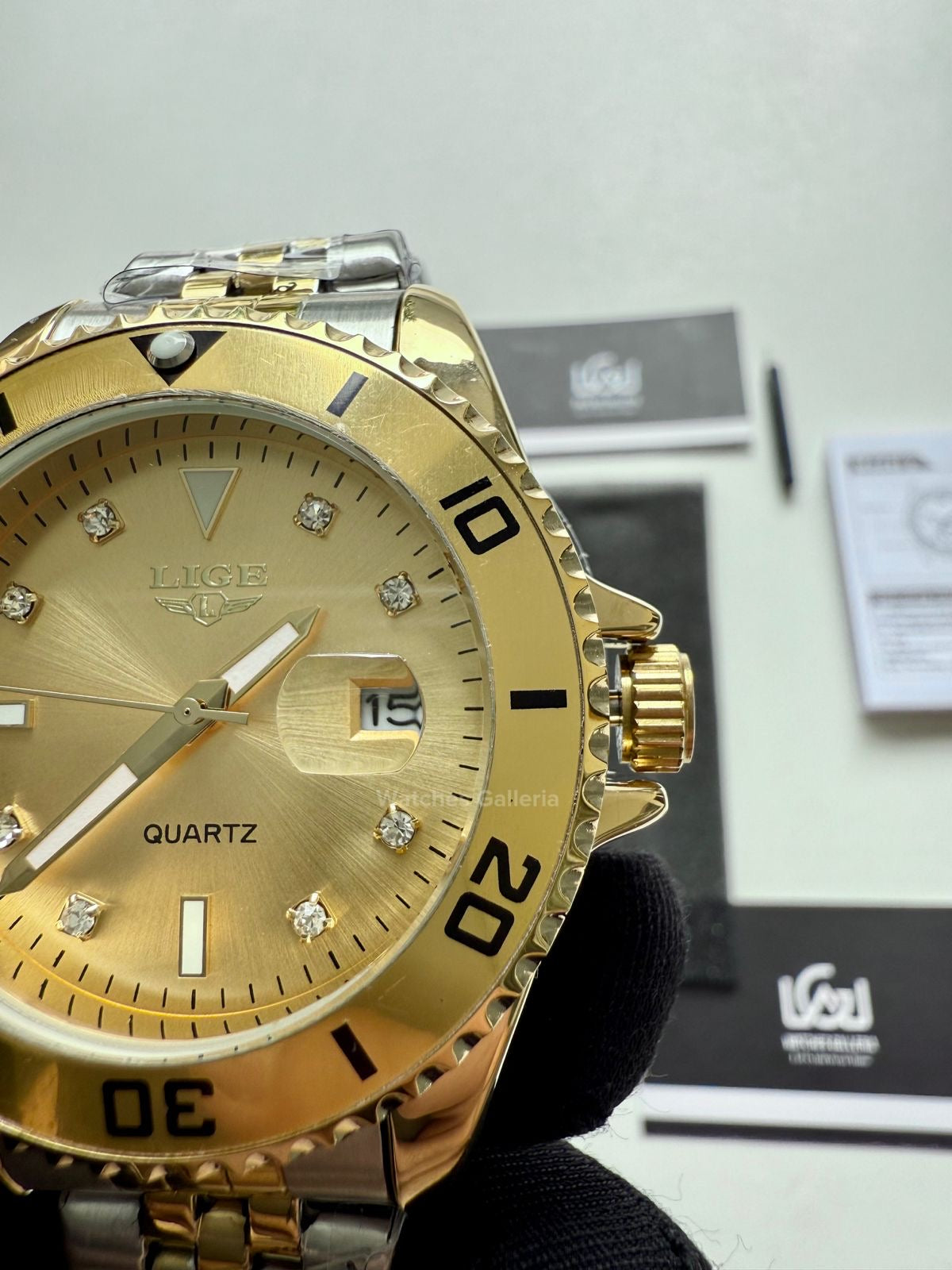Lige Submariner Quartz (Yellow Gold) Lige89151 Watches Galleria