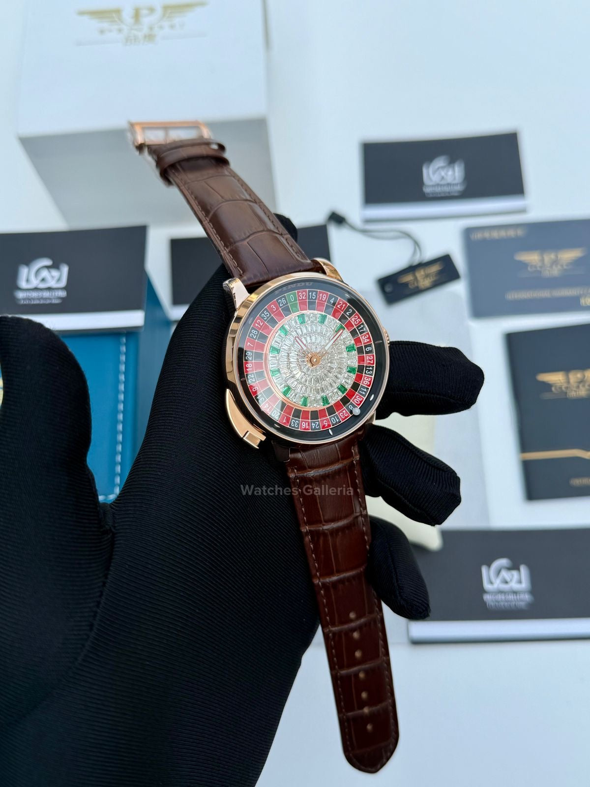 Pindu Design Casino Roulette Button Edition Automatic (Baguette Cut Diamonds) P6628 Watches Galleria