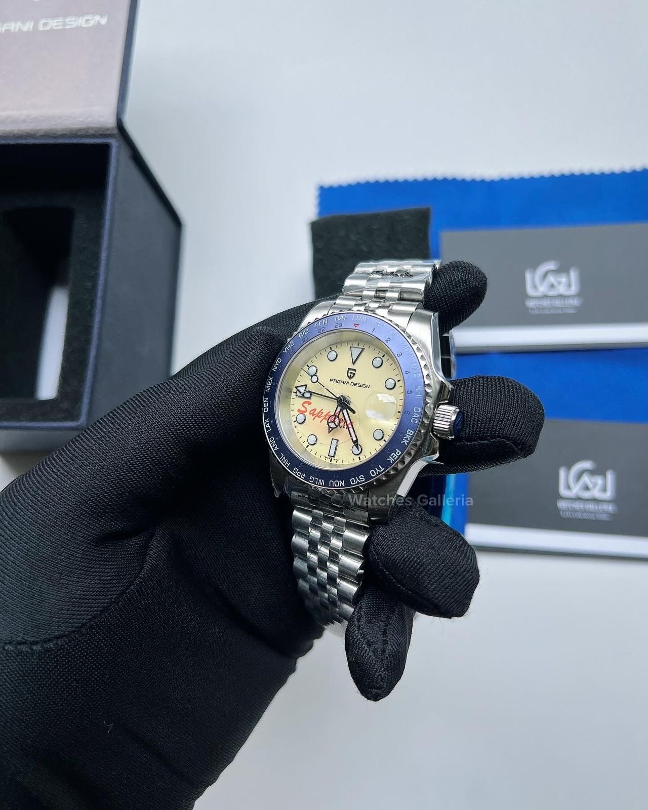 Pagani Design World Time GMT Master Automatic (Blue & Yellow) PD1758 Watches Galleria