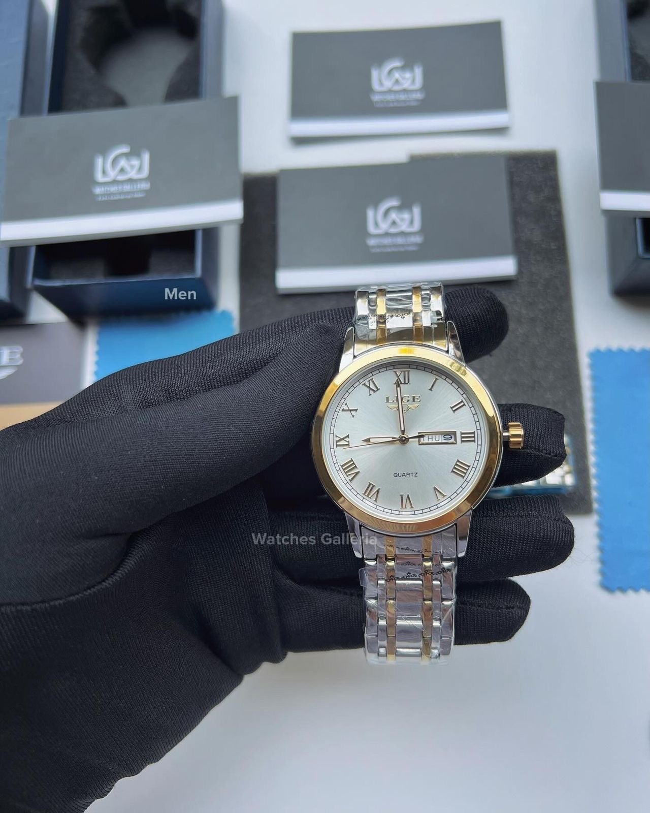 Lige Date Day Couple Watch (Silver/Gold) lige9846 lige 10007L