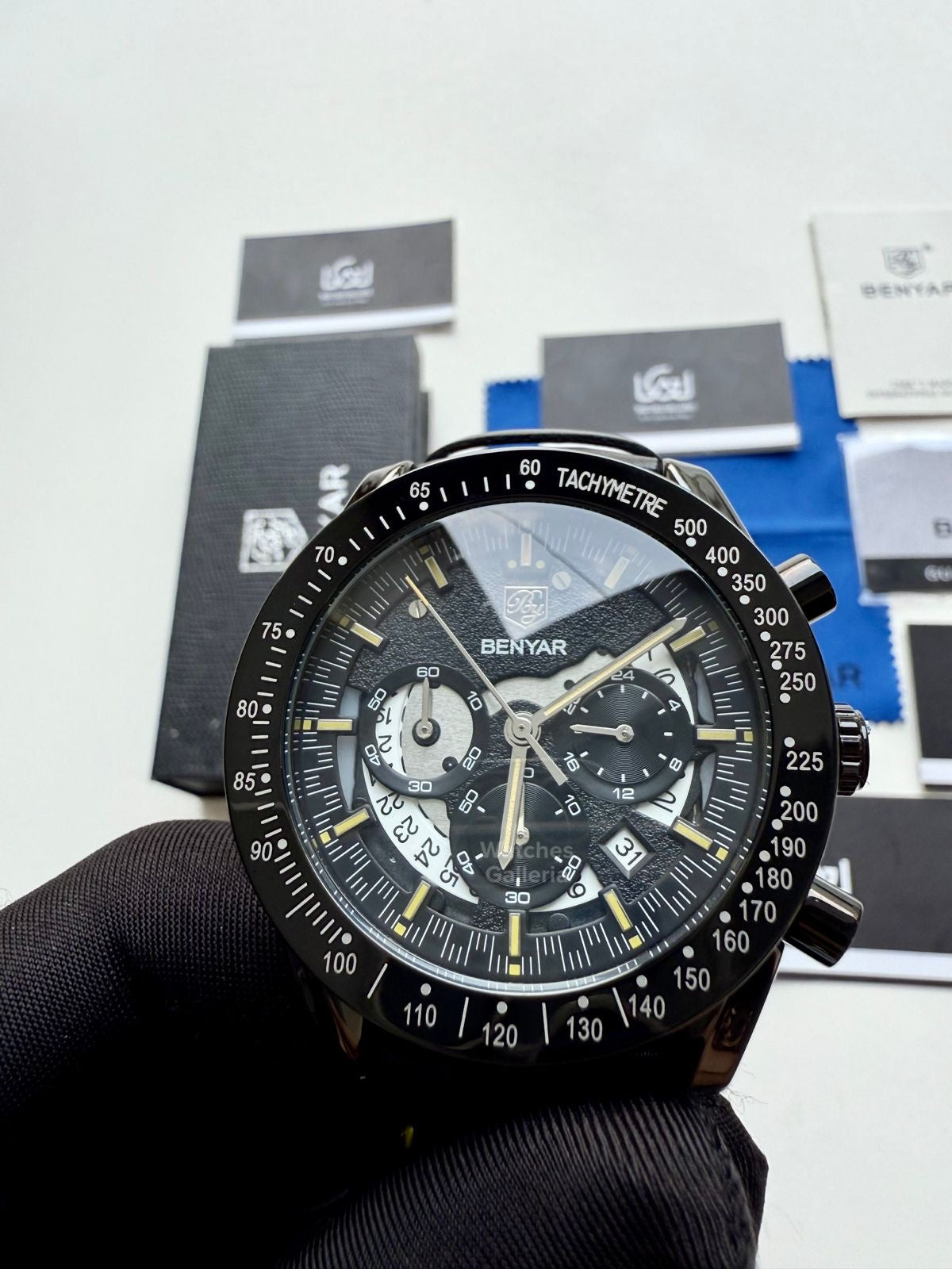 Benyar Dark Side of the Moon Apollo 8 Quartz (Black/Yellow) BY5120 Watches Galleria