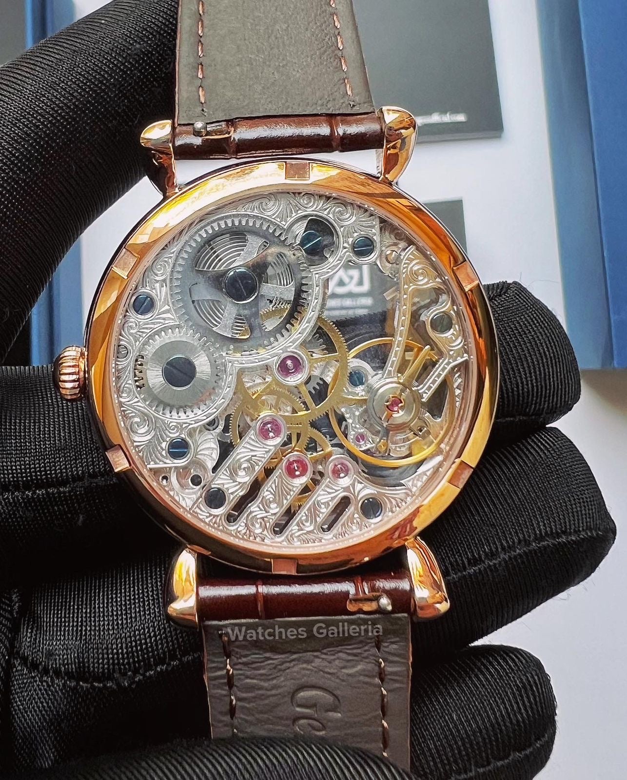 Sugess Skeleton Slimmaster Manual Wind (Brown w/ Rose Gold) SU3600 (Discontinued)