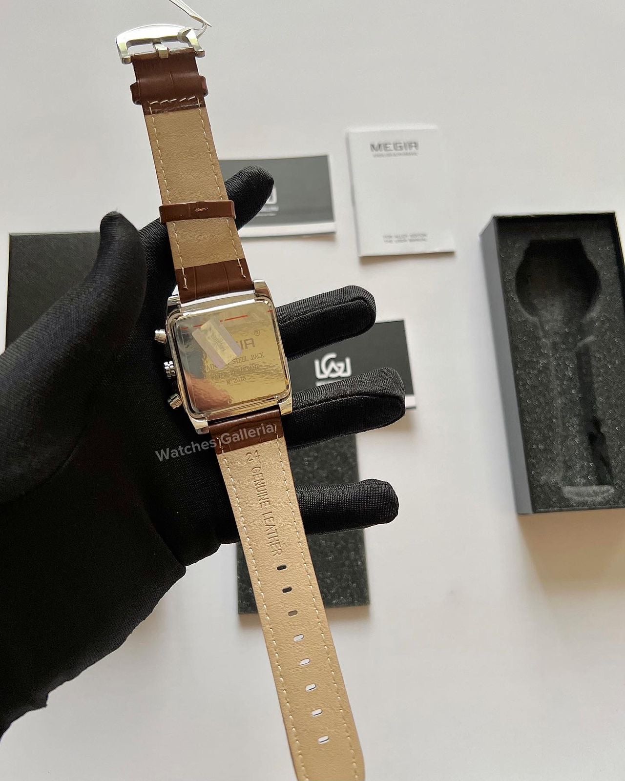 Megir Square Chronograph (Brown Silver) ML2028