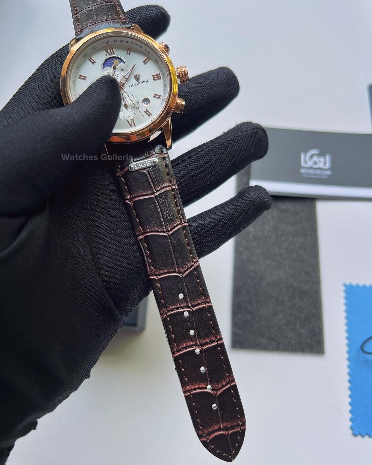 Lige Classic Moonphase (Rose Gold White) LG8953 Watches Galleria