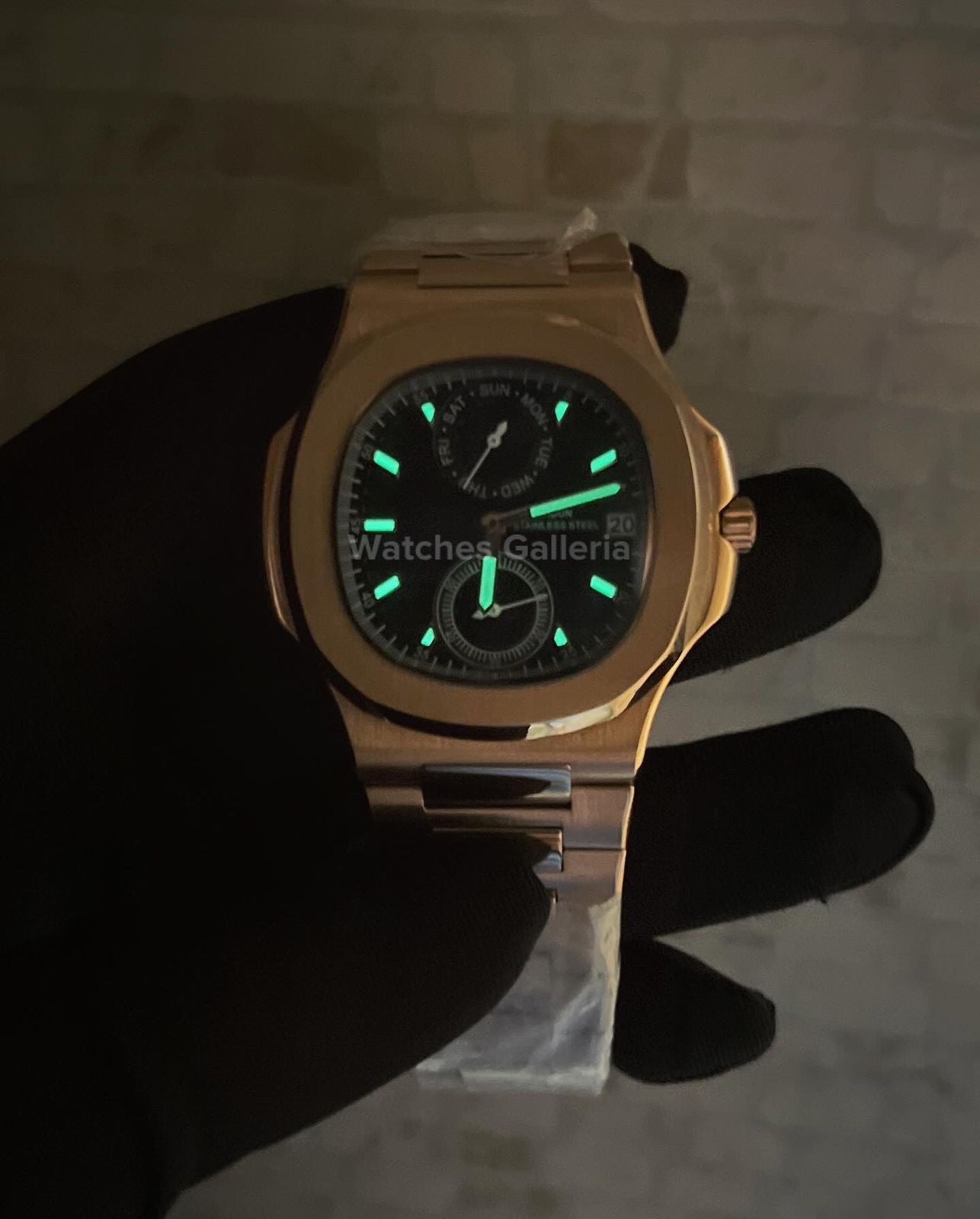 Didun Nautilus Date Day Quartz (Rose Gold w/ Black) PD49 Watches Galleria