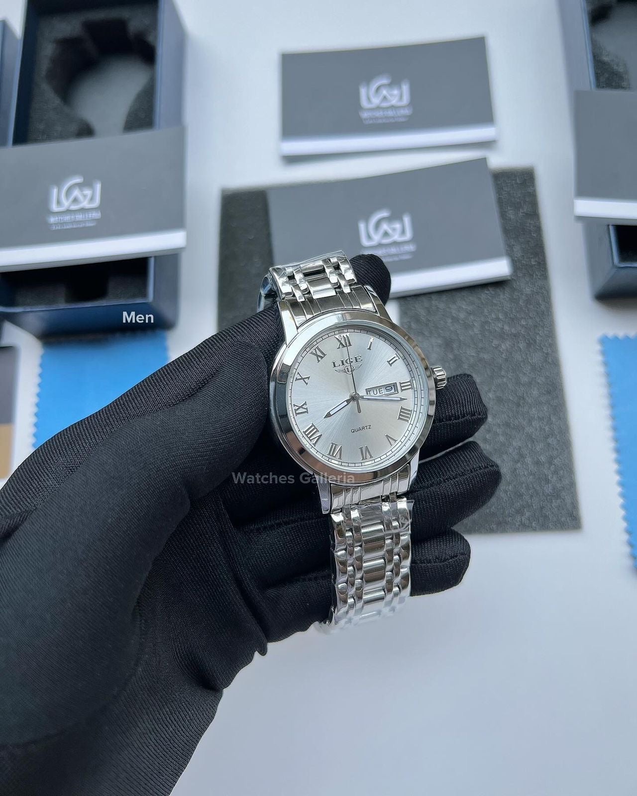 Lige Date Day Couple Watch (Silver) Lige9846 Lige10007L
