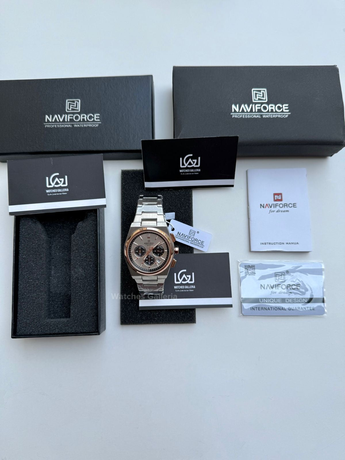 Naviforce PRX Chronograph Two Tone Quartz (Silver/Gold) NF8048 Watches Galleria