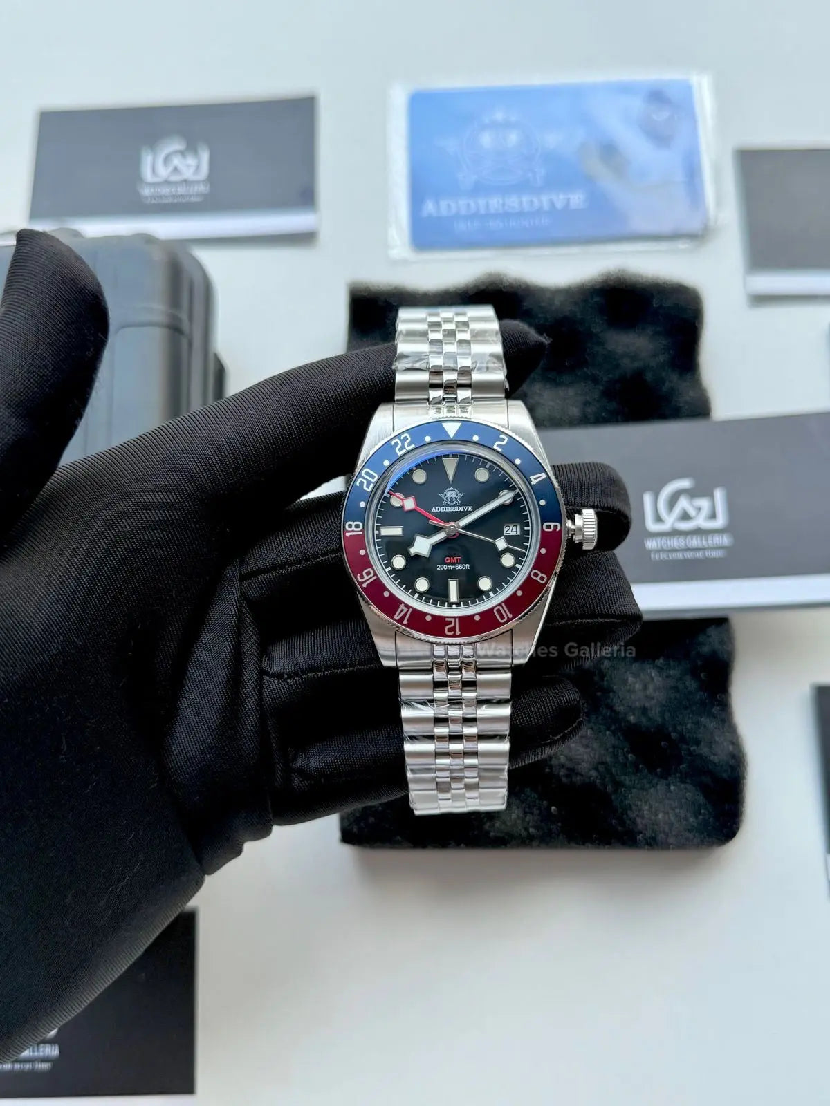 Addiesdive Black Bay GMT Pepsi Quartz (Black) AD2044 Watches Galleria