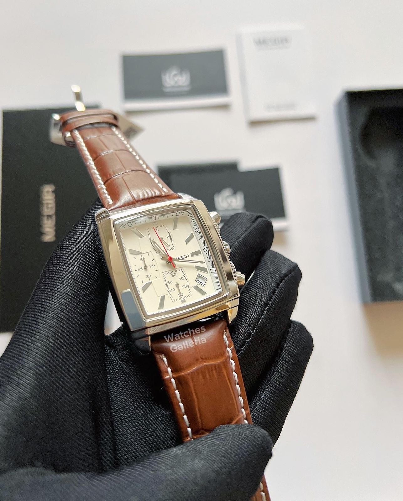 Megir Square Chronograph (Brown Silver) ML2028