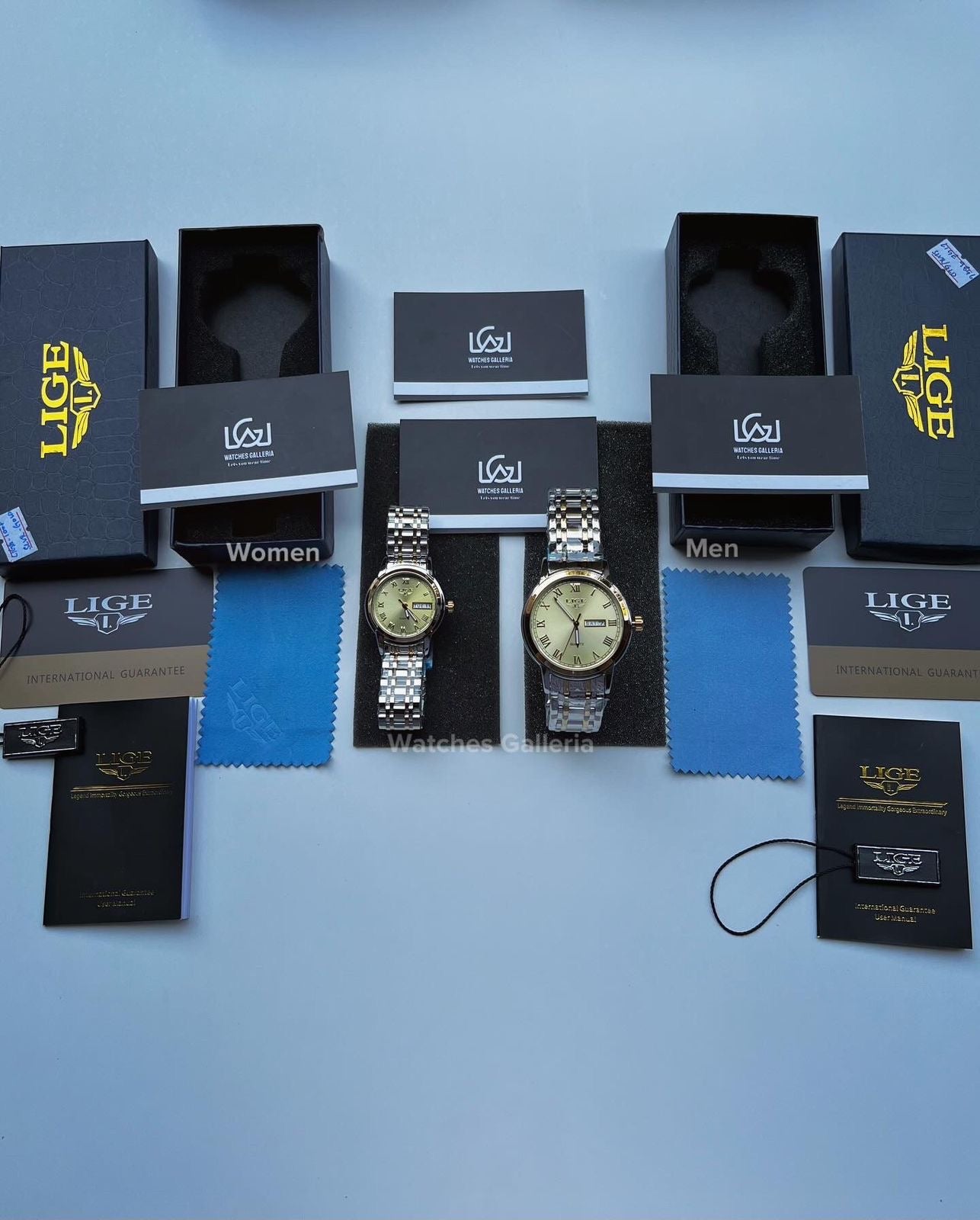 Lige Date Day Couple Watch (Gold) Lige9846 Lige10007L