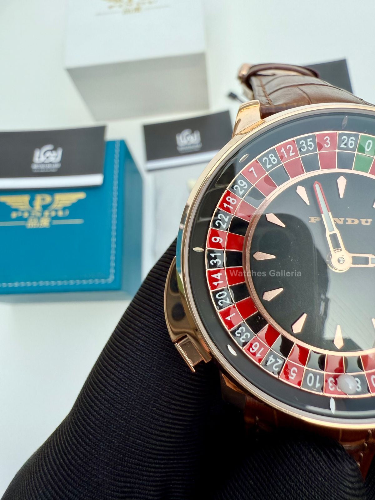 Pindu Design Casino Tourbillon Roulette Button Automatic (Brown) P6628 Watches Galleria