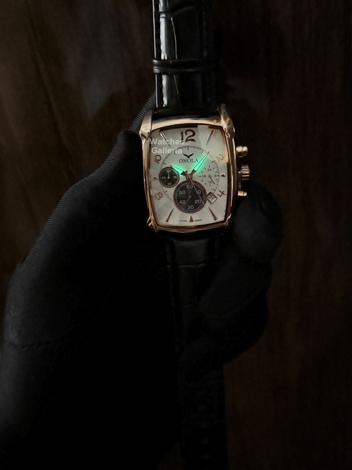 Onola Square Chronograph Quartz (Black Rose Gold) ON6818 Watches Galleria
