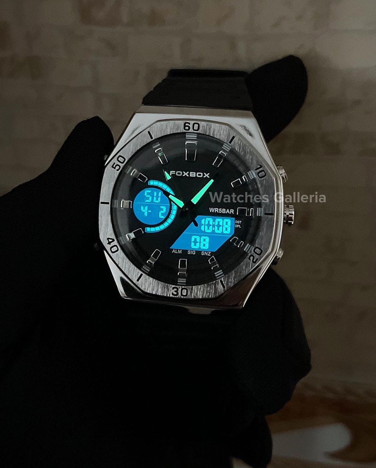 Foxbox Oak Dual Watch (Silver Black) FB0030