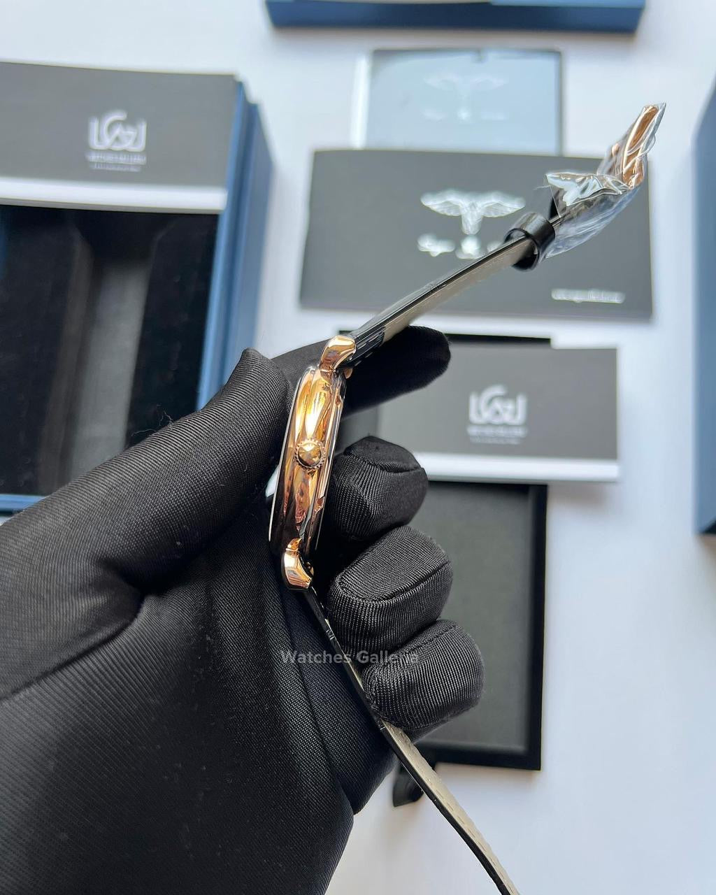 Sugess Skeleton Slimmaster Manual Wind (Black w/ Rose Gold) SU3600 (Discontinued)