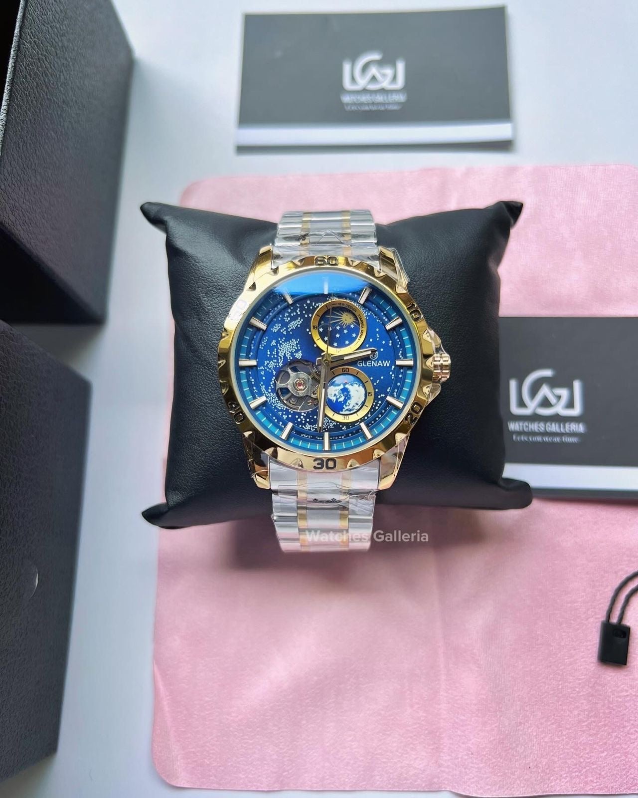 Glenaw Automatic Open Heart & Earth Rotating (Silver/Gold) GL8950 Watches Galleria