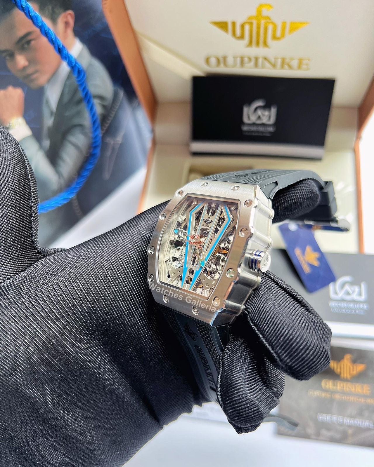 Oupinke Tonneau Skeleton Automatic (Silver/Blue) Oupinke3179