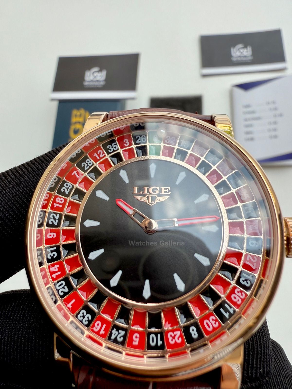 Lige Casino Watch Quartz (Brown -Rose Gold) LG89161 Watches Galleria