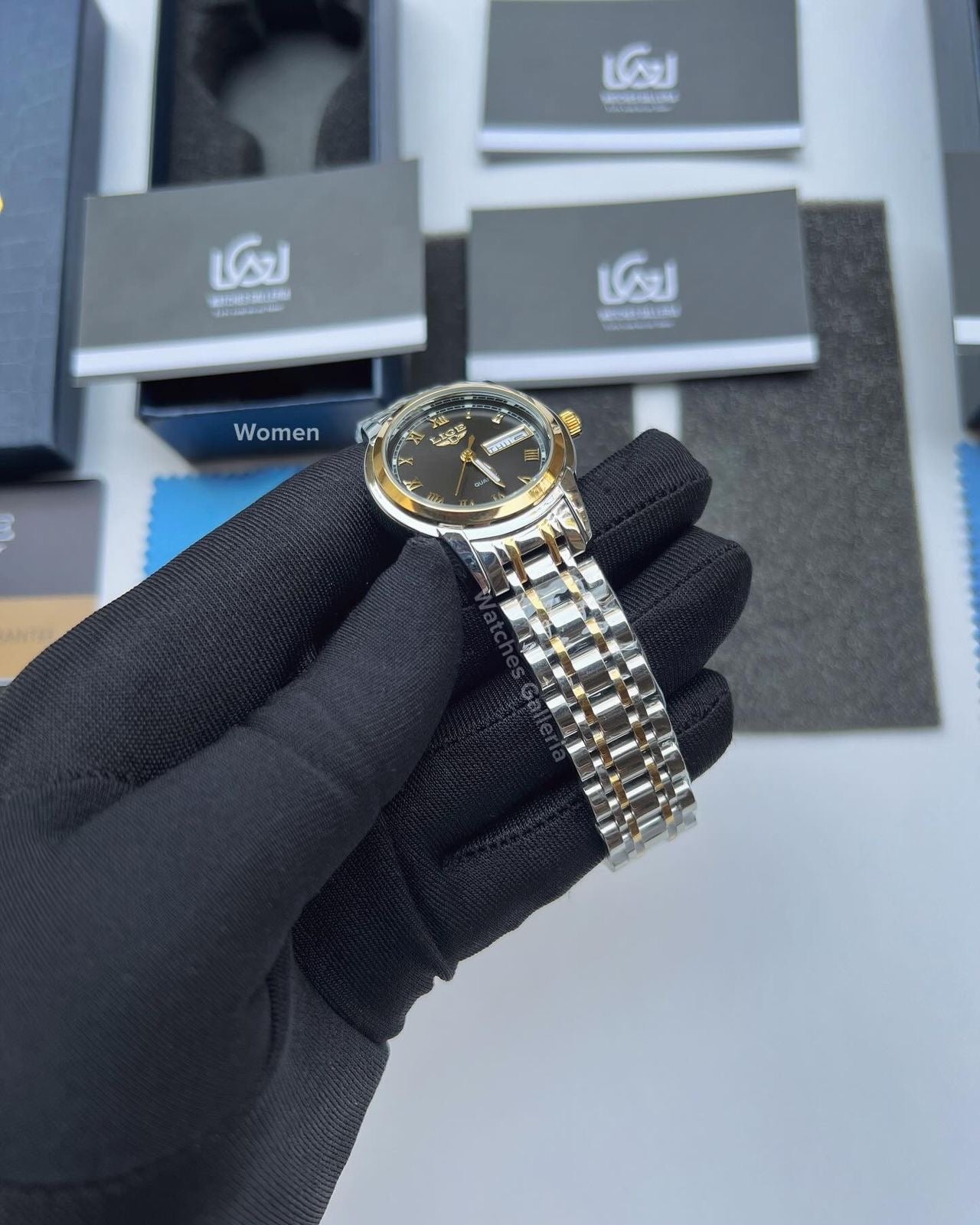 Lige Date Day Couple Watch (Gold/Black) Lige9846 Lige10007L