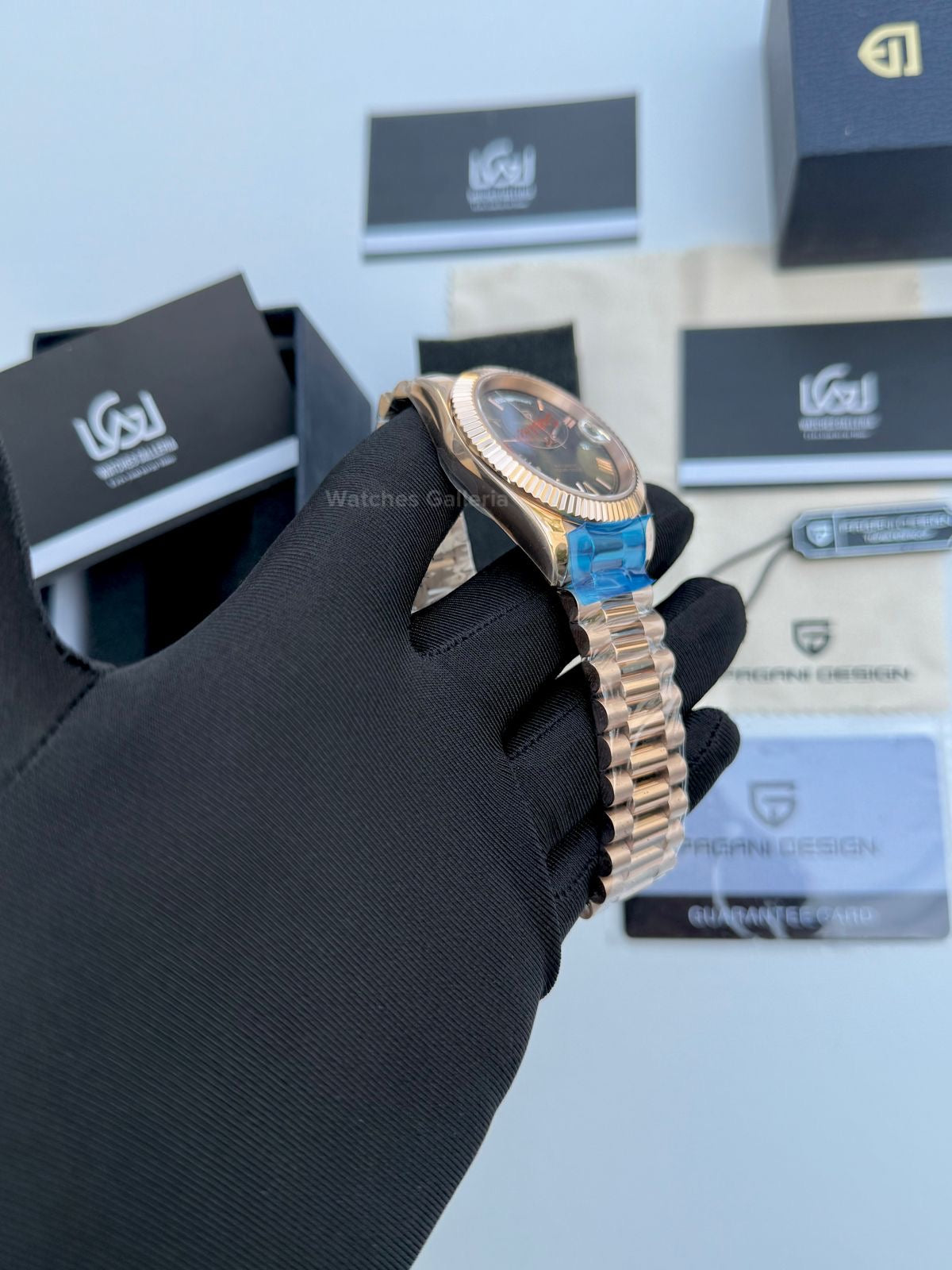 Pagani Design Date Day Automatic (Rose Gold w/ Slate Ombre Dial) PD1783 Watches Galleria