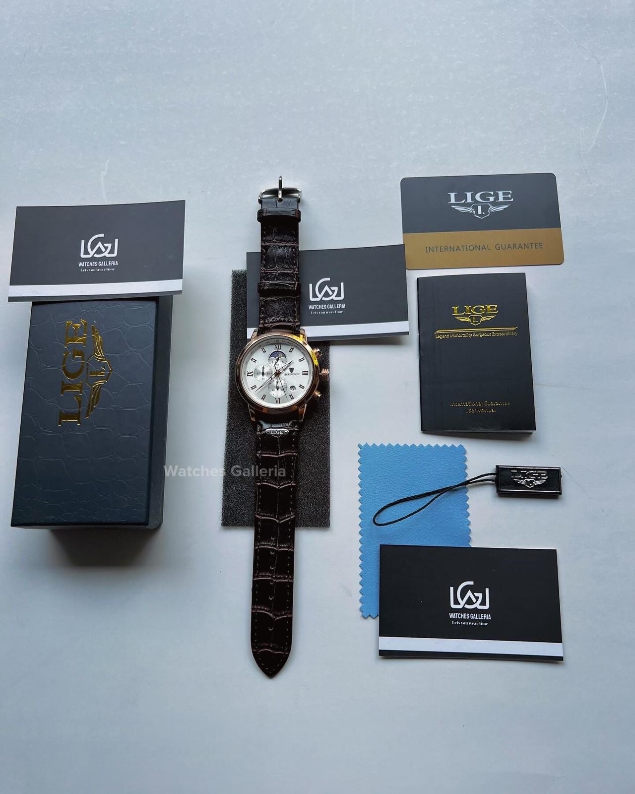 Lige Classic Moonphase (Rose Gold White) LG8953 Watches Galleria