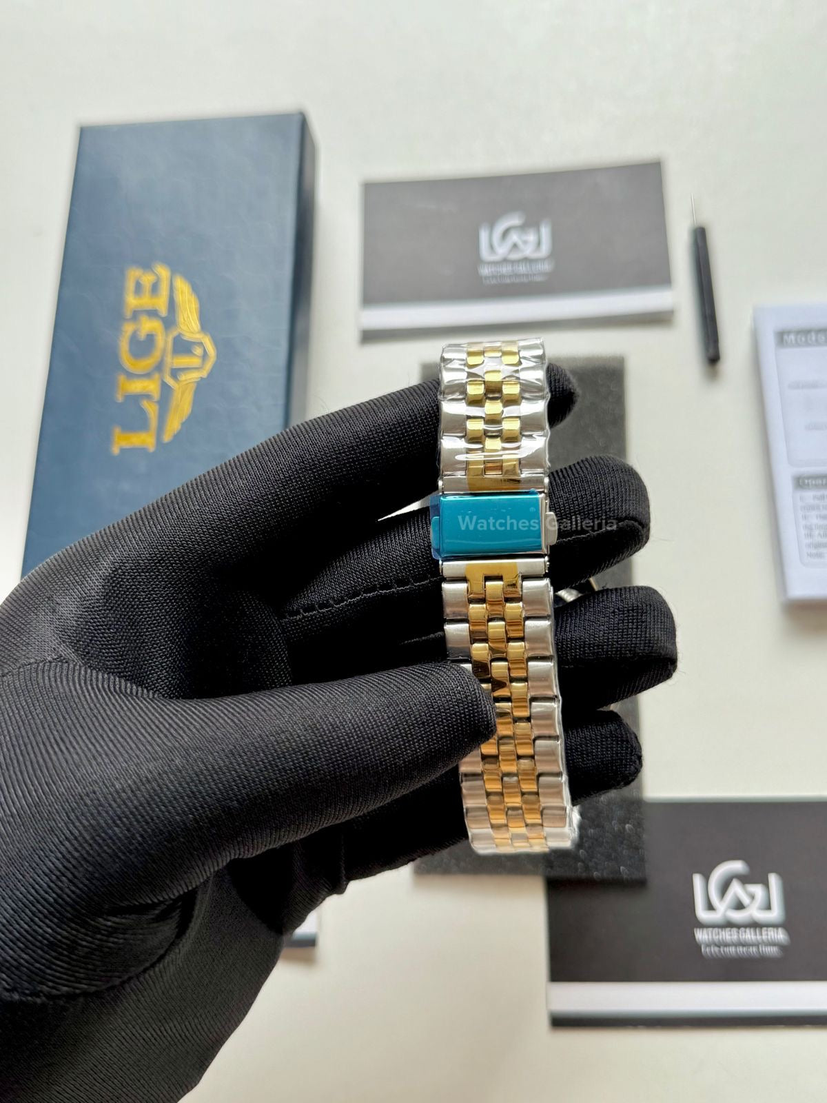 Lige Submariner Quartz (Yellow Gold) Lige89151 Watches Galleria