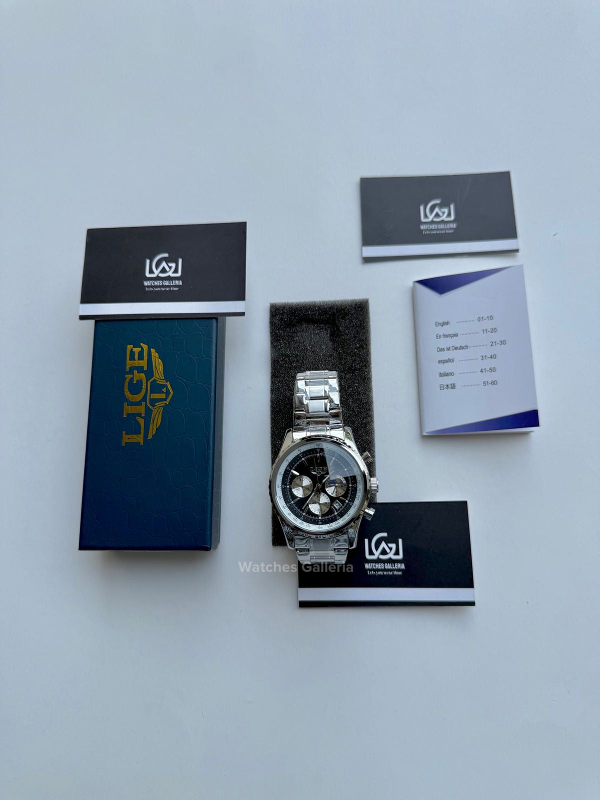 Lige Chronograph Quartz (Black) Lige8989 Watches Galleria