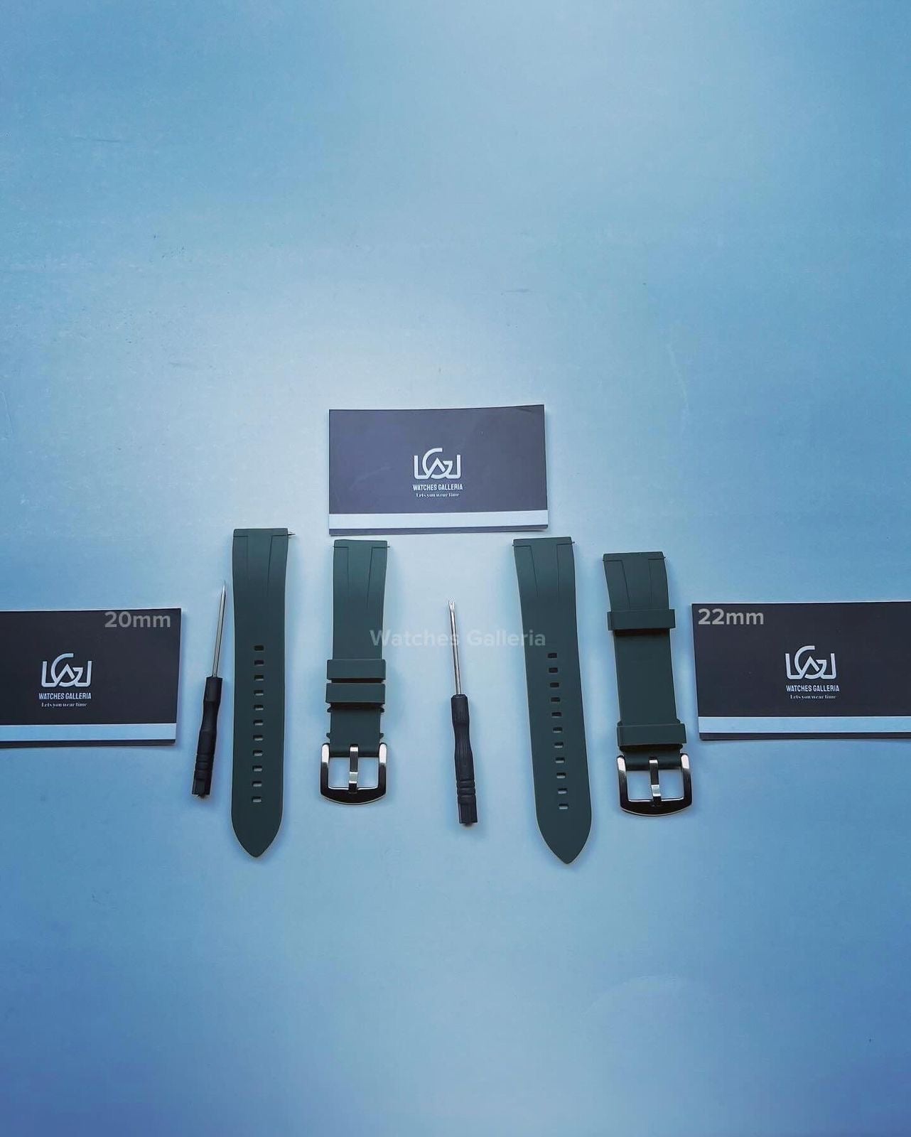 Rubber Straps Quick Release (Army Green Silver Buckle) 20mm or 22mm