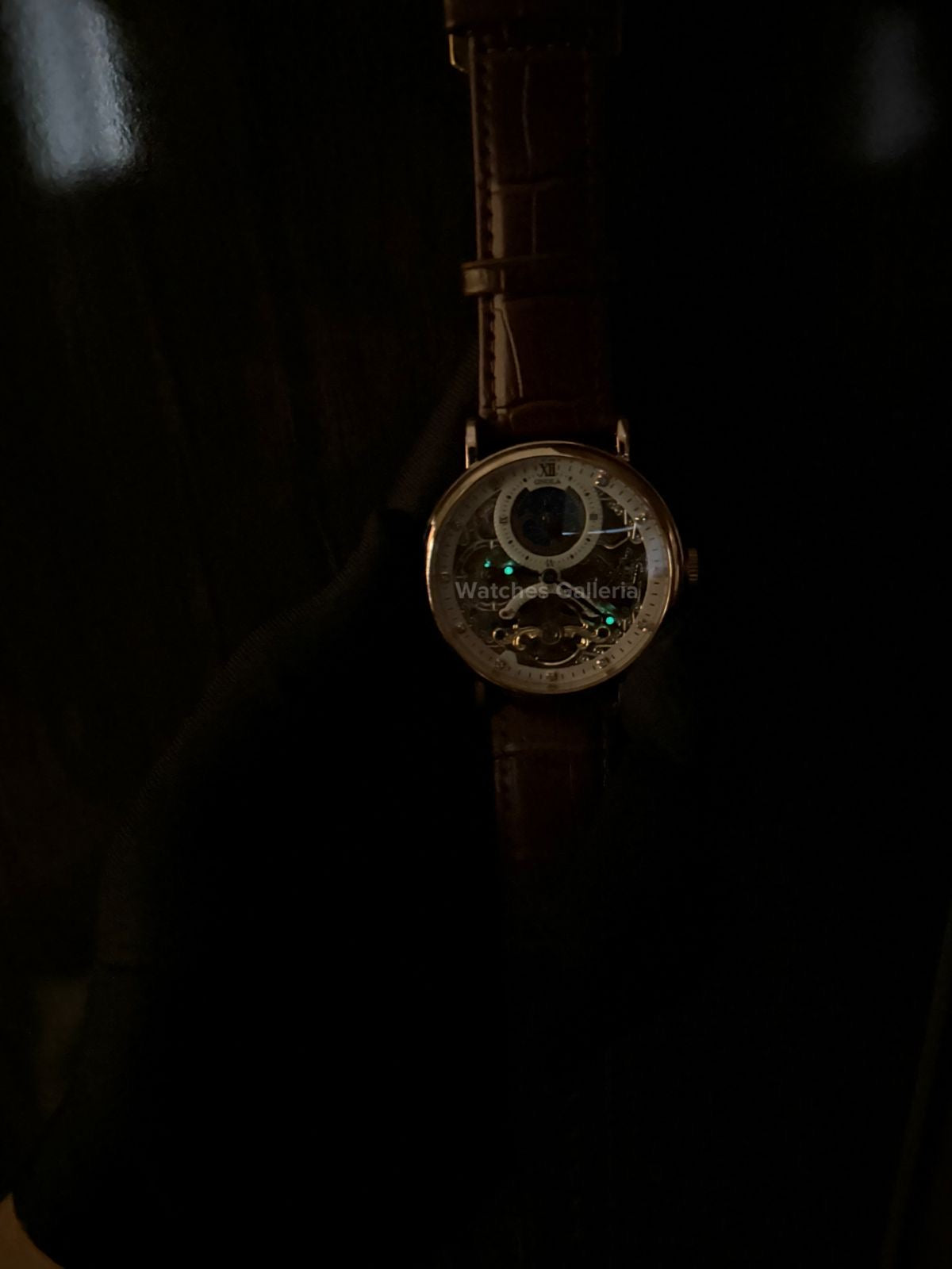 Onola Moonphase Flywheel Skeleton Watch Automatic (Brown-Rose Gold) ON6836 Watches Galleria