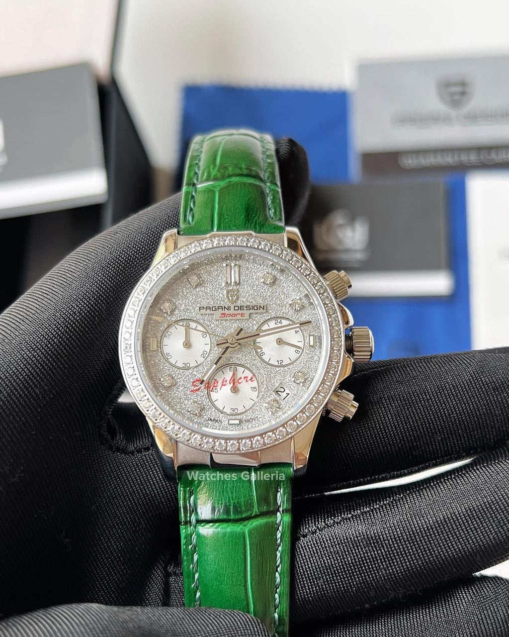 Pagani Design Daytona Stones Quartz Unisex (Green) PD1730