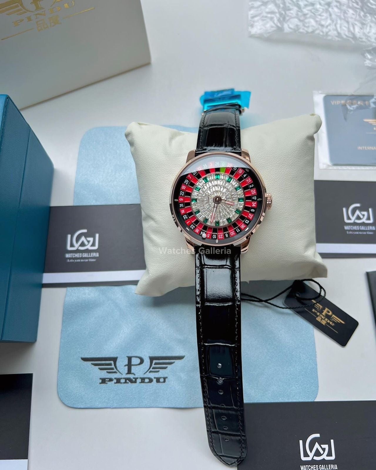 Pindu Design Casino Roulette Watch (Baguette Cut Diamonds Dial) P6617 Watches Galleria
