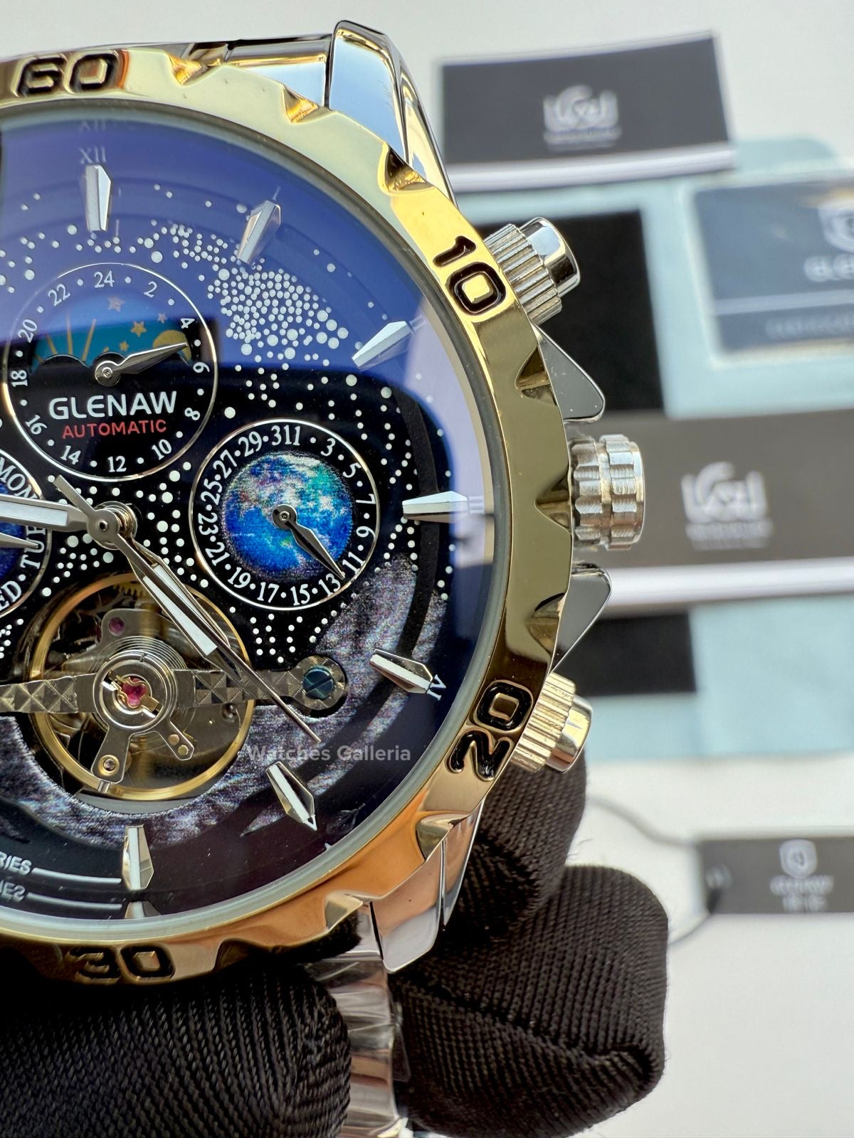 Glenaw Moonphase Automatic (Black/Gold) GL8919 Watches Galleria