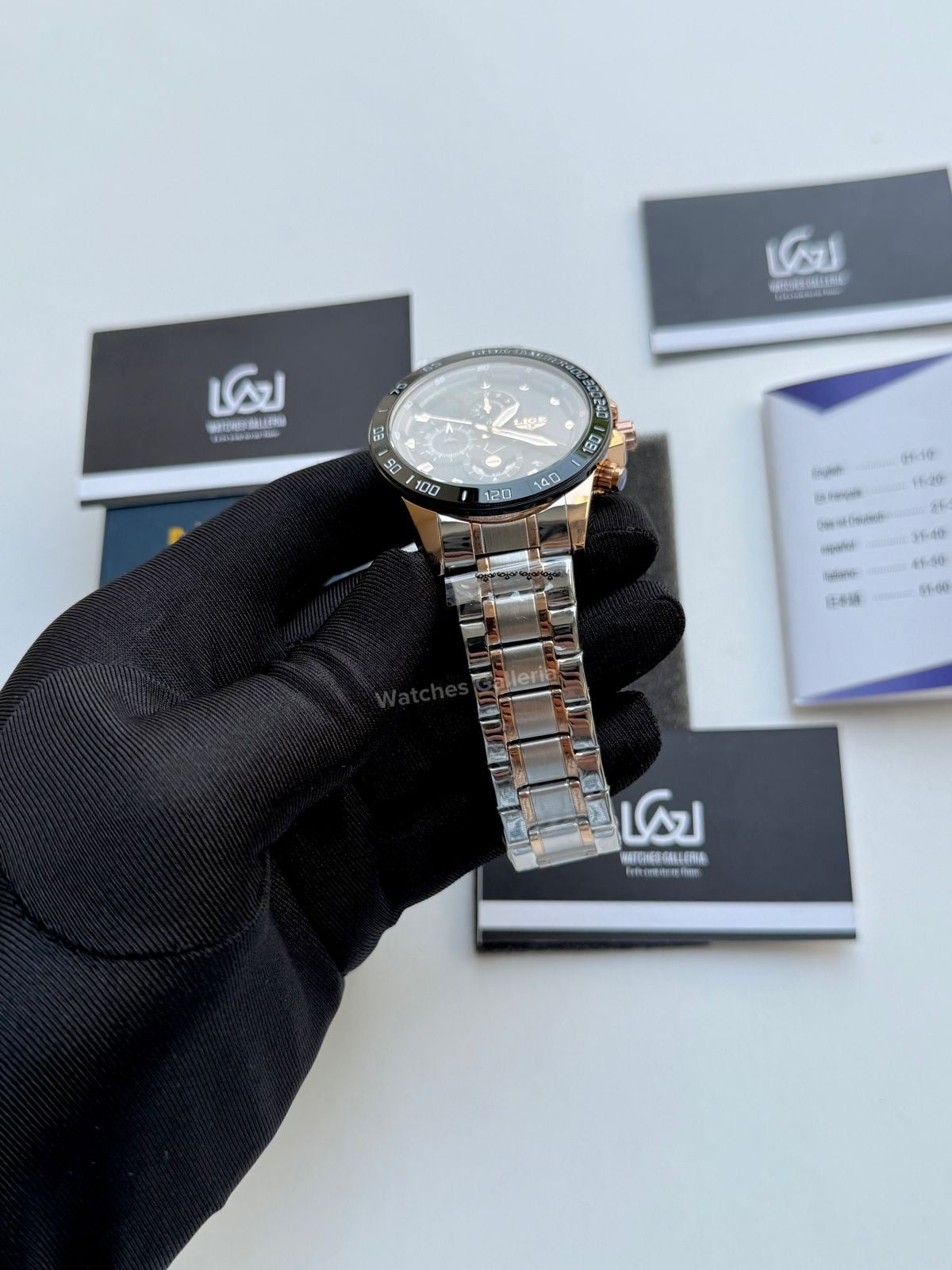 Lige Chronograph Quartz (Gold Black) Lige9982 Watches Galleria