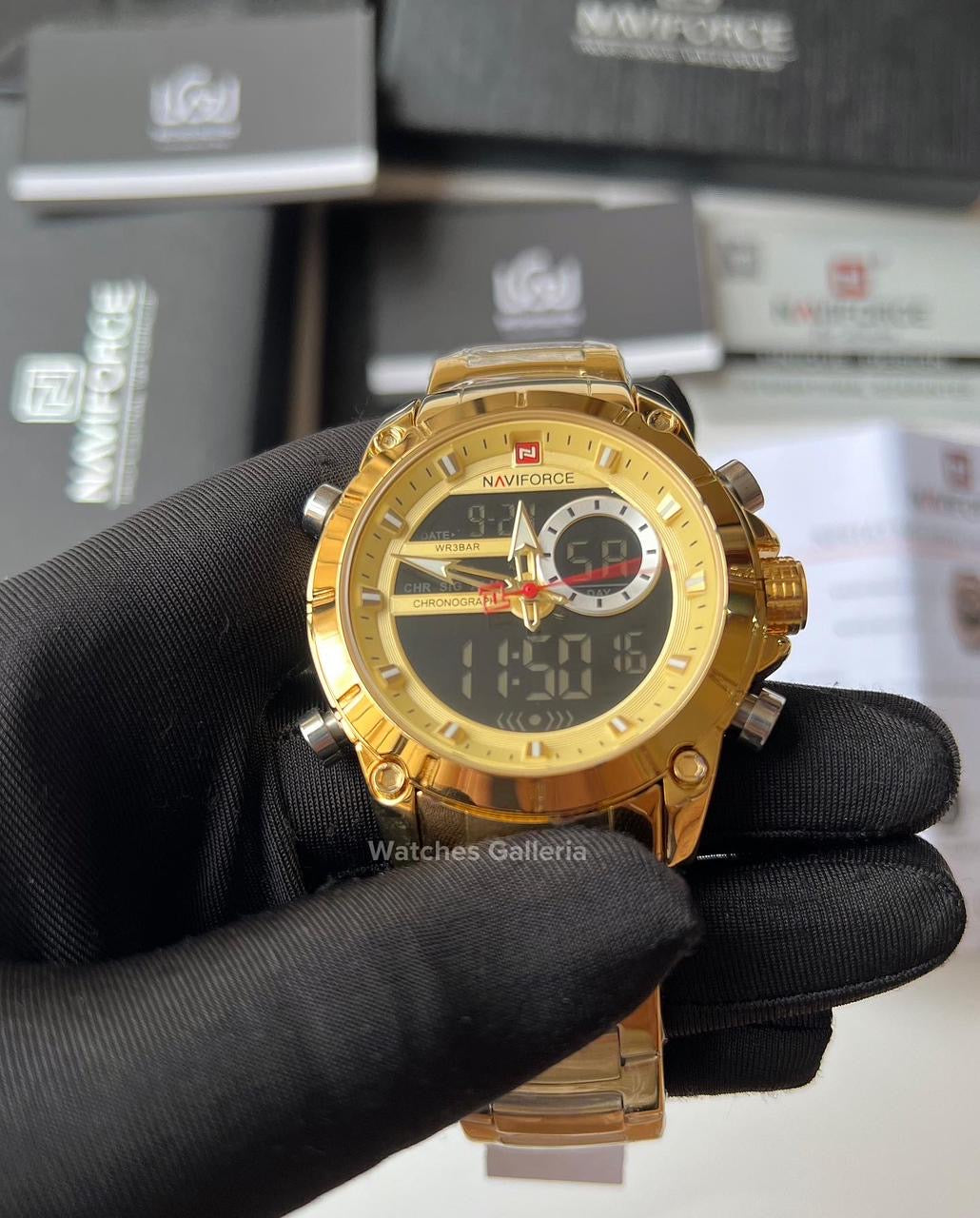 Naviforce Dual Display Quartz Watch (Gold) NF9163