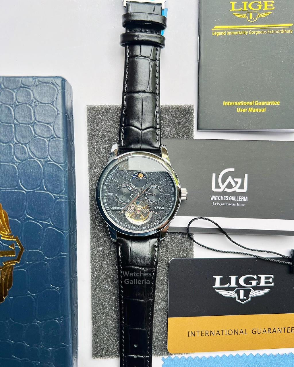 Lige Moonphase Automatic (Black Silver) LIGE6828