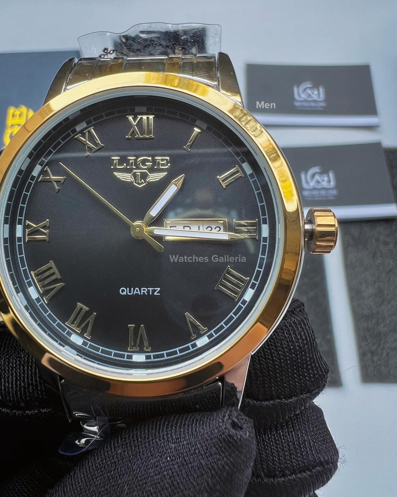 Lige Date Day Couple Watch (Gold/Black) Lige9846 Lige10007L