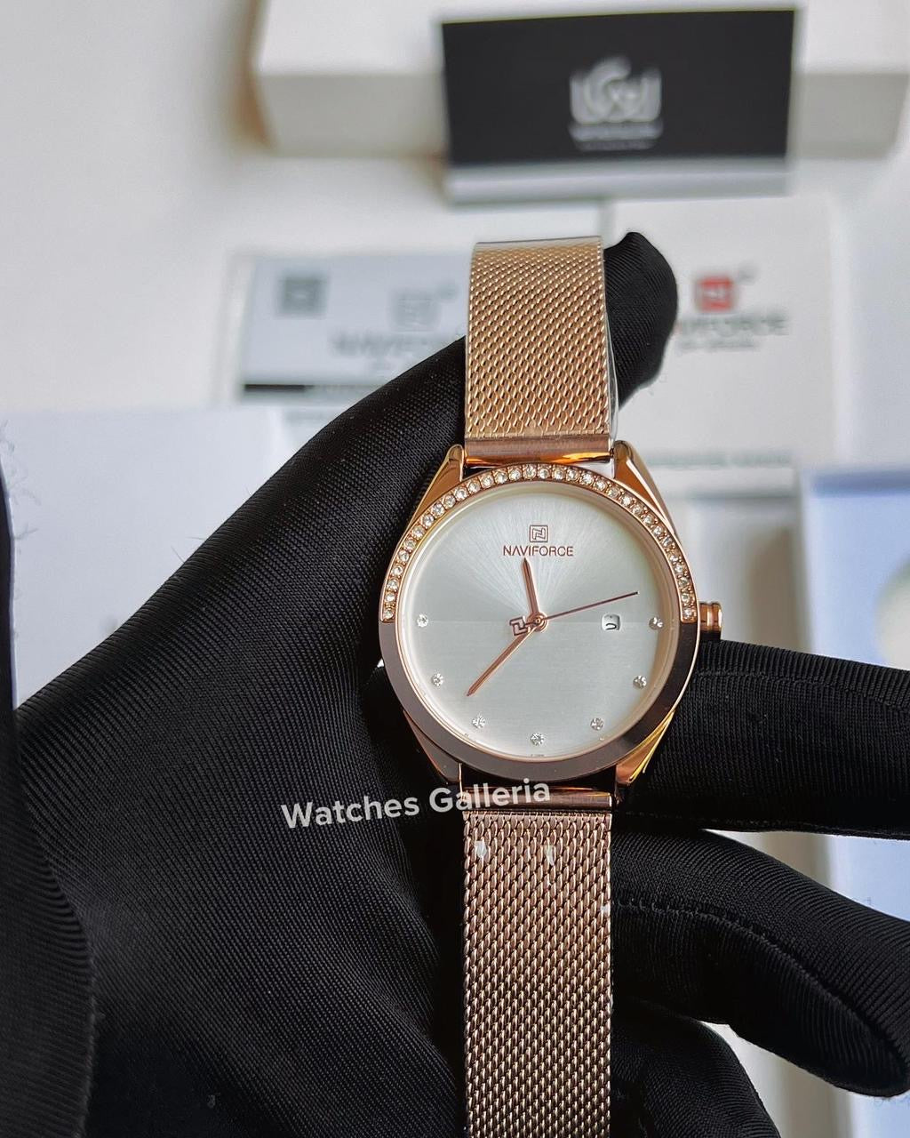 Naviforce ladies Watch Quartz (Rose Gold White) NF5015