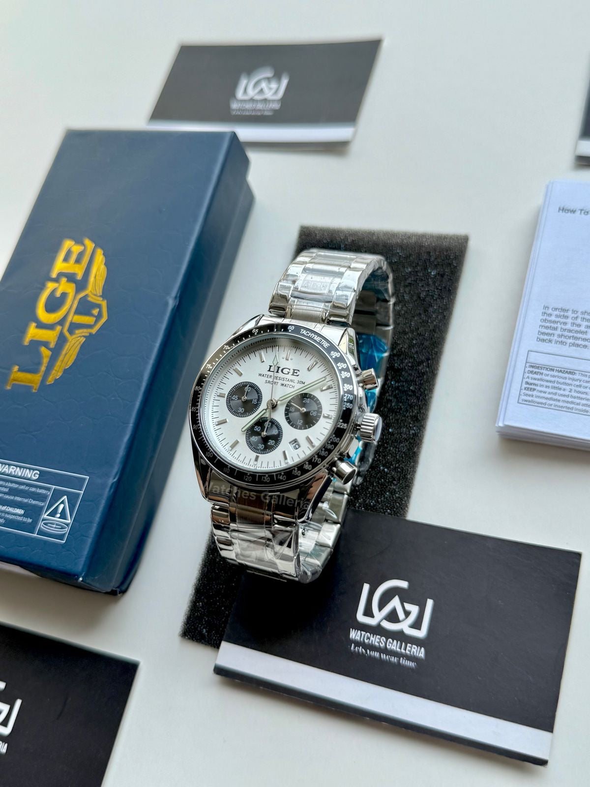 Lige Speedmaster Quartz (White/Black) Lige89137 Watches Galleria © Copyrights All Right Reserved